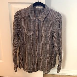 Hinge Flannel Button Down Light Pink & Gray Small Checkered Pattern 100% Cotton